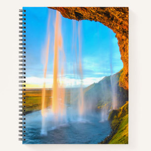 Waterfall Over Rocks Nature Photography Peaceful Notebook