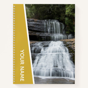 Waterfall Rainforest Tasmania Australia, Gold Notebook