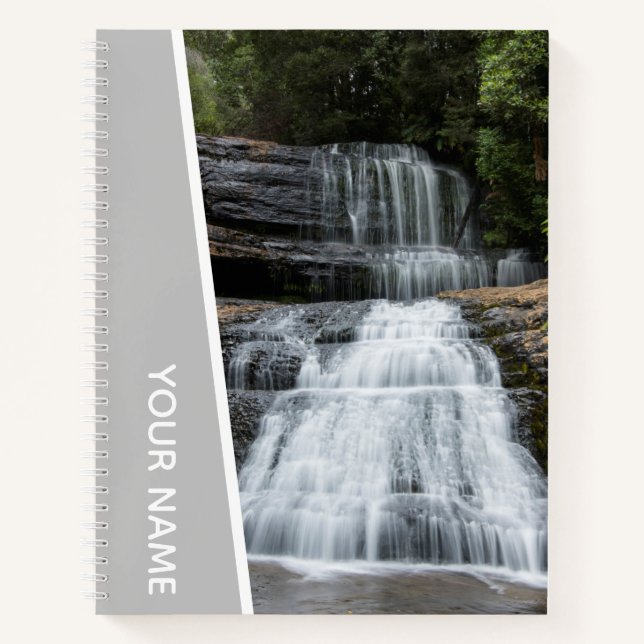 Waterfall Rainforest Tasmania Australia, Silver Notebook (Front)