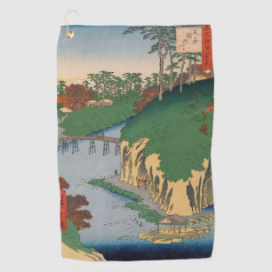Waterfall River Vintage Ukiyo-e Japanese Art Golf Towel