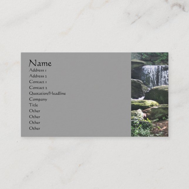 Waterfall Rocks Nature Photography Business Card (Front)