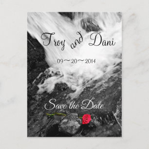 Waterfall & Rose - Save the Date Announcement Postcard