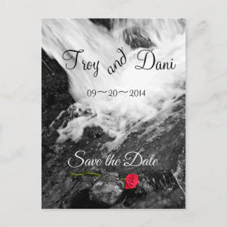Waterfall & Rose - Save the Date Announcement Postcard