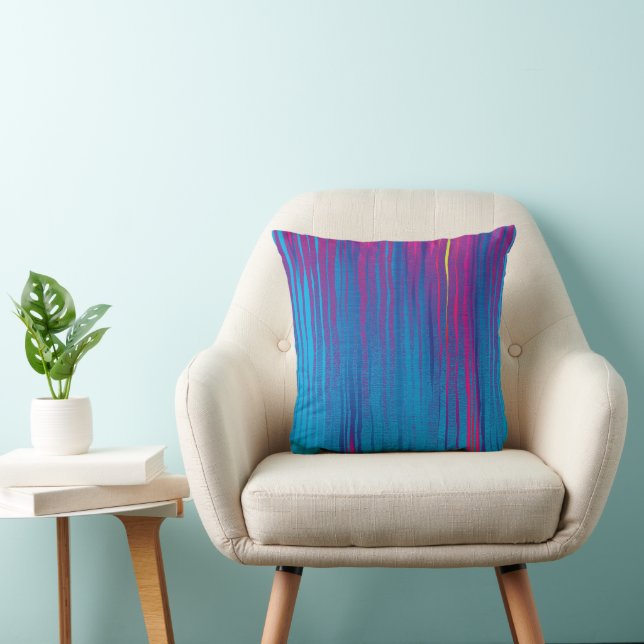 Waterfall Seamless Blue Fuchsia Lavender Cushion (Chair)