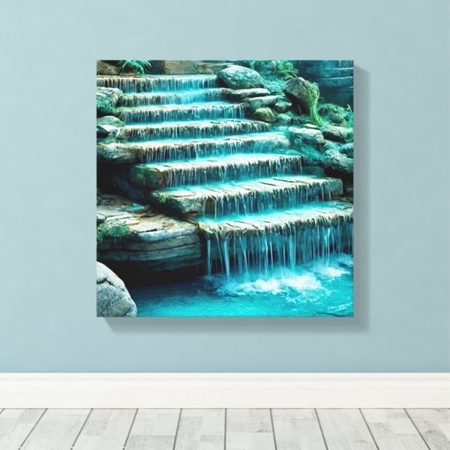 Waterfall stairs Canvas wall art (Insitu(Wood Floor))