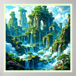 Waterfall Tree Kingdom Dream Poster
