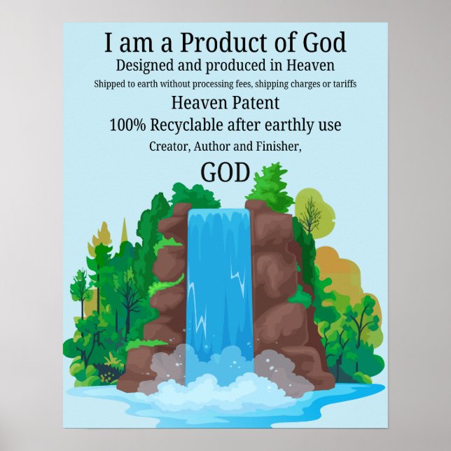 Waterfall Wall Art, Product of God Poster (Front)