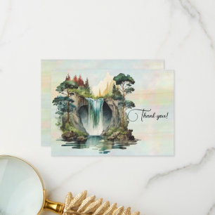Waterfall Watercolor Painting Thank You Card