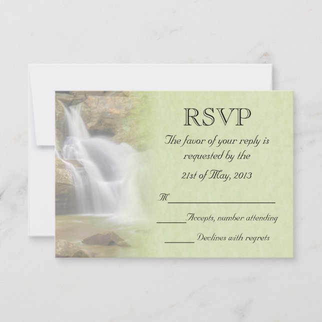 Waterfall Wedding RSVP Card (Front)