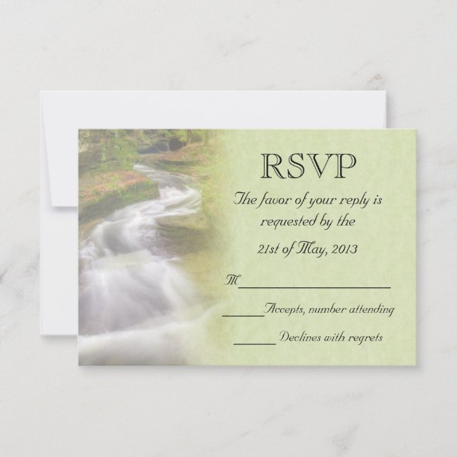 Waterfall Wedding RSVP Card (Front)