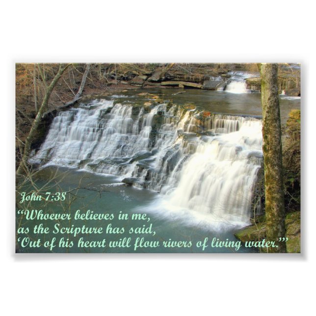 Waterfall with John 7:38 Photo Print (Front)