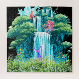 waterfall with mermaids jigsaw puzzle