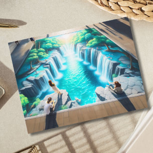 Waterfall World Chalk Street Art Postcard