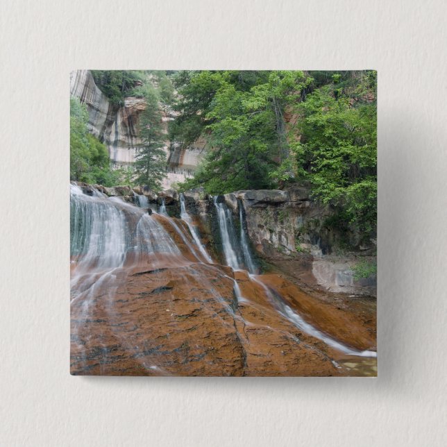 Waterfall, Zion National Park, Utah, USA 15 Cm Square Badge (Front)