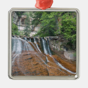 Waterfall, Zion National Park, Utah, USA Metal Tree Decoration