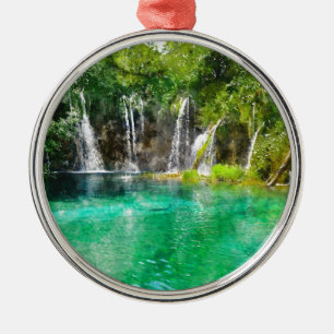 Waterfalls at Plitvice National Park in Croatia Metal Tree Decoration