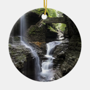 Waterfalls at Watkins Glen, NY Ceramic Tree Decoration