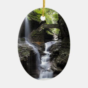 Waterfalls at Watkins Glen, NY Ceramic Tree Decoration