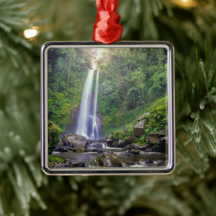 Waterfalls   Bali, Indonesia Metal Tree Decoration