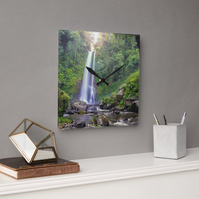 Waterfalls | Bali, Indonesia Square Wall Clock (Office)