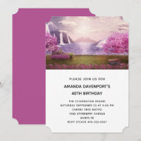 Waterfalls & Cherry Trees around a Lake Birthday