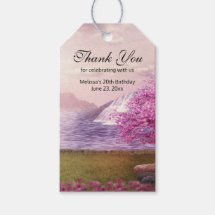 Waterfalls & Cherry Trees around a Lake Favour Gift Tags