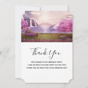 Waterfalls & Cherry Trees around a Lake Thank You Card