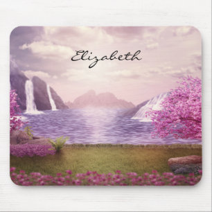  Waterfalls & Cherry Trees by a Lake Mouse Mat