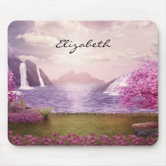  Waterfalls & Cherry Trees by a Lake Mouse Mat (Front)