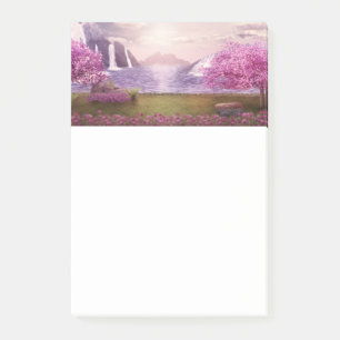 Waterfalls & Cherry Trees by a Lake Post-it Notes