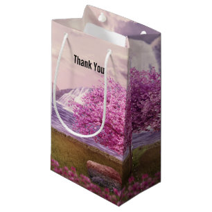 Waterfalls & Cherry Trees by a Lake Thank You Small Gift Bag