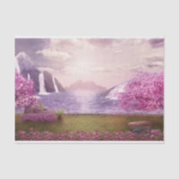 Waterfalls & Cherry Trees by a Lake