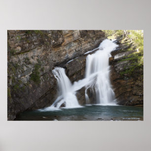 Waterfalls Coming Out Of A Rock Cliff Poster