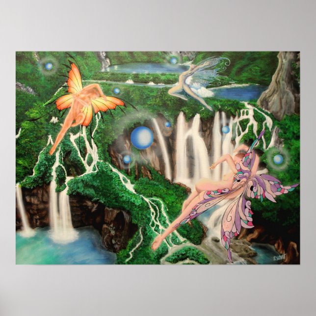 Waterfalls & Dancing Lights Poster (Front)