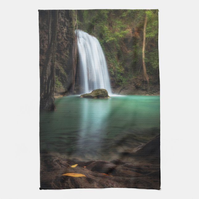 Waterfalls | Erawan Waterfall, Thailand Tea Towel (Vertical)