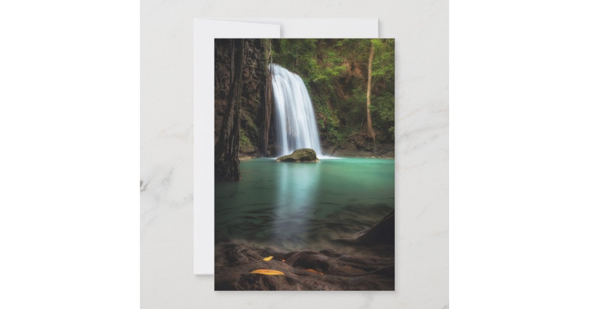 Waterfalls | Erawan Waterfall, Thailand Thank You Card | Zazzle