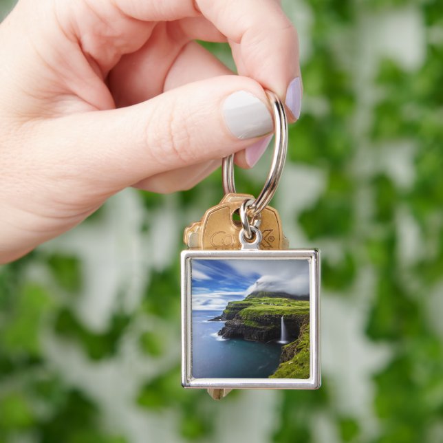 Waterfalls | Faroe Islands, Denmark Key Ring (Hand)