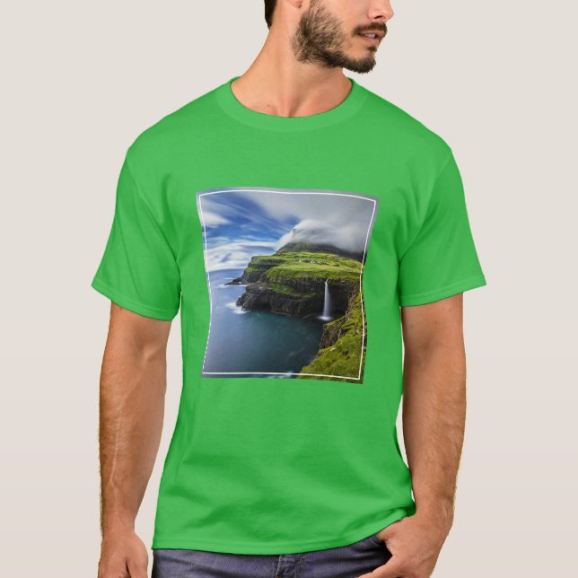 Waterfalls | Faroe Islands, Denmark T-Shirt (Front)