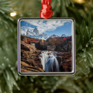 Waterfalls   Fitz Roy Mountain, Argentina Metal Tree Decoration