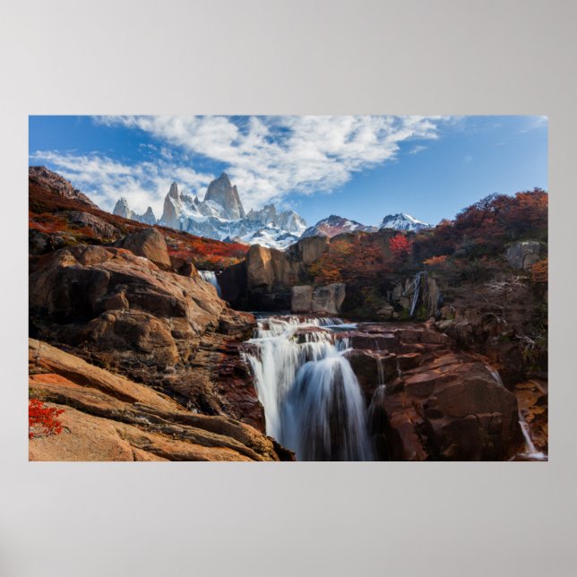 Waterfalls | Fitz Roy Mountain, Argentina Poster (Front)