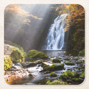 Waterfalls   Gleno, Northern Ireland Square Paper Coaster