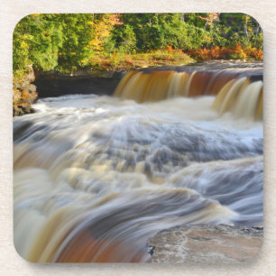 Waterfalls hard plastic coasters with cork back