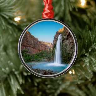Waterfalls   Havasu Falls at Sunset Metal Tree Decoration