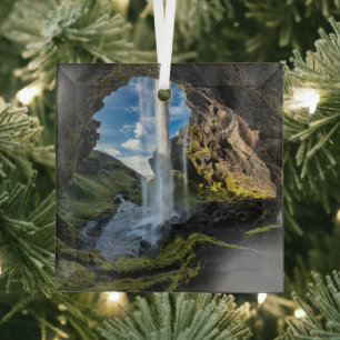 Waterfalls Icelandic Waterfall Glass Tree Decoration