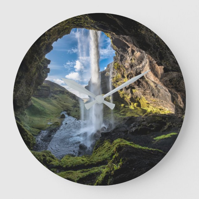 Waterfalls | Icelandic Waterfall Large Clock (Front)