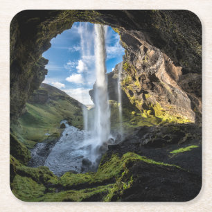 Waterfalls Icelandic Waterfall Square Paper Coaster