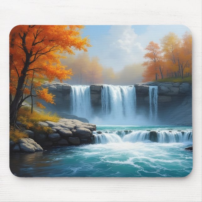 Waterfalls in Autumn Mouse Mat (Front)