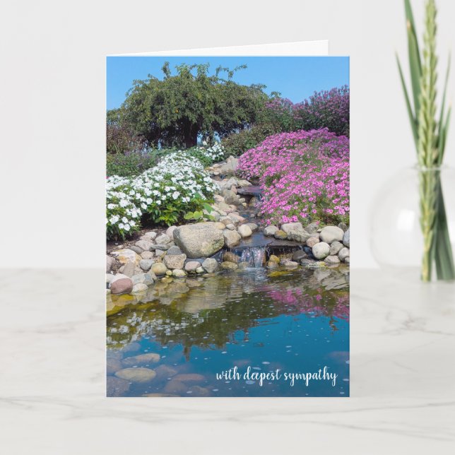 waterfalls in garden sympathy card (Front)