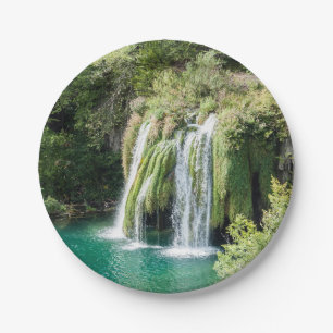 Waterfalls in Plitvice National Park - Croatia Paper Plate