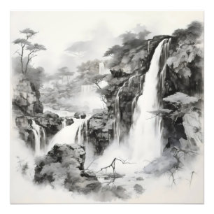 Waterfalls Ink Painting Photo Print
